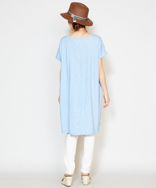チャイハネ（チャイハネ）の「【チャイハネ】yul スラブコットンワンピース / ビッグシルエットTシャツ（ワンピース・レディース・ホワイト/ブラック/カーキ/ブルー/オレンジ/ターコイズブルー/ネイビー/ライム/レッド・FREE）」の11枚目の写真
