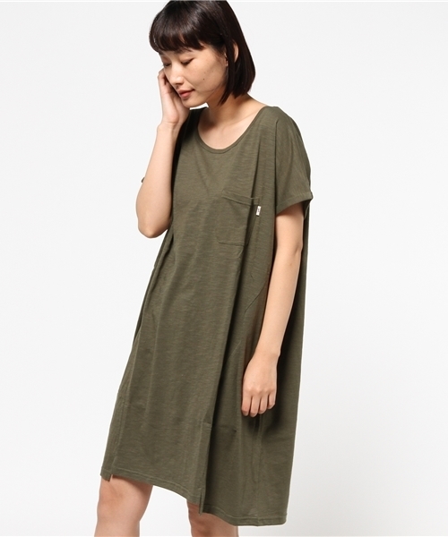 チャイハネ（チャイハネ）の「【チャイハネ】yul スラブコットンワンピース / ビッグシルエットTシャツ（ワンピース・レディース・ホワイト/ブラック/カーキ/ブルー/オレンジ/ターコイズブルー/ネイビー/ライム/レッド・FREE）」の4枚目の写真