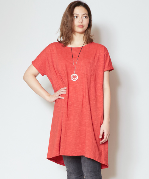 チャイハネ（チャイハネ）の「【チャイハネ】yul スラブコットンワンピース / ビッグシルエットTシャツ（ワンピース・レディース・ホワイト/ブラック/カーキ/ブルー/オレンジ/ターコイズブルー/ネイビー/ライム/レッド・FREE）」の8枚目の写真