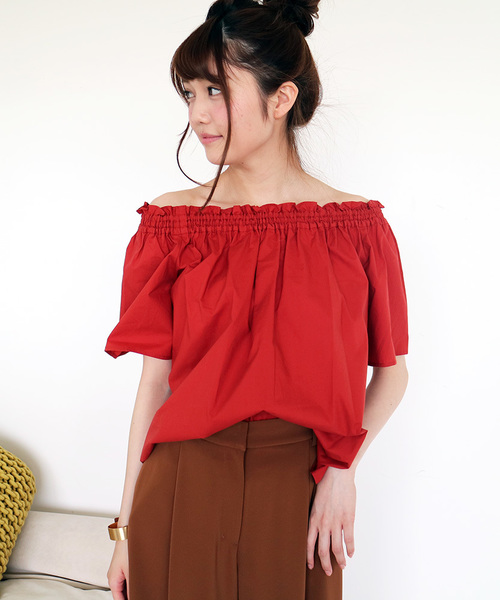 N.（N. Natural Beauty Basic）（エヌエヌナチュラルビューティーベーシック）の「タイプライターオフショルダーブラウス（シャツ/ブラウス・レディース・グレー/ホワイト/レッド/ブラック/ベージュ・MEDIUM）」の5枚目の写真