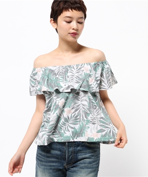 VENCEEXCHANGE（ヴァンスエクスチェンジ）の「天竺オフショルトップス             （Tシャツ/カットソー・レディース・コーラル/グリーン/ブラウン/ブラック/オフホワイト/グレー・MEDIUM）」の14枚目の写真