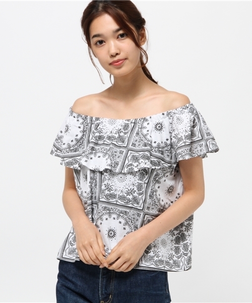 VENCEEXCHANGE（ヴァンスエクスチェンジ）の「天竺オフショルトップス             （Tシャツ/カットソー・レディース・コーラル/グリーン/ブラウン/ブラック/オフホワイト/グレー・MEDIUM）」の15枚目の写真