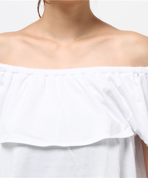 VENCEEXCHANGE（ヴァンスエクスチェンジ）の「天竺オフショルトップス             （Tシャツ/カットソー・レディース・コーラル/グリーン/ブラウン/ブラック/オフホワイト/グレー・MEDIUM）」の11枚目の写真