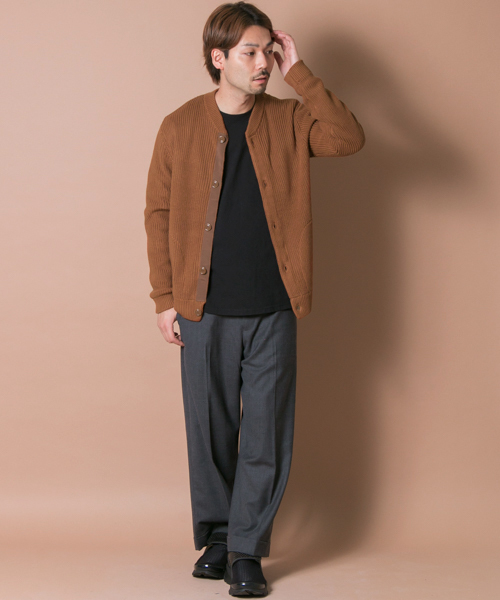 URBAN RESEARCH（アーバンリサーチ）の「UR A/C片畦ニットブルゾン（カーディガン/ボレロ・メンズ・ライトグレー/モカ/ブラック・MEDIUM/LARGE）」の14枚目の写真