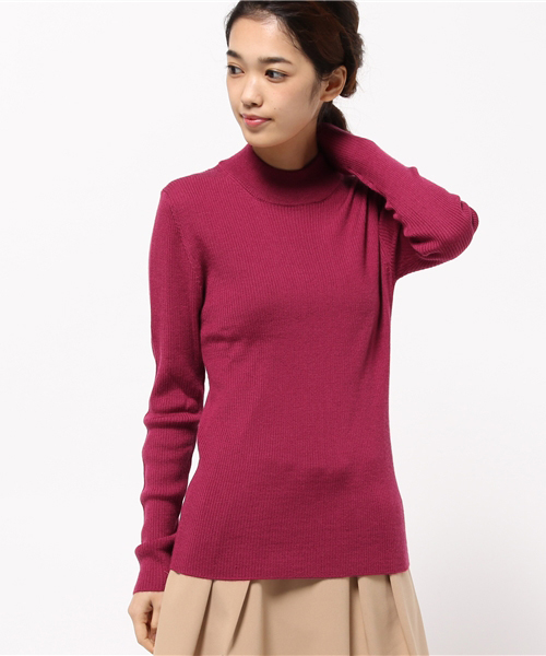 NATURAL BEAUTY BASIC（ナチュラルビューティーベーシック）の「ウォッシャブルリブニット（ニット/セーター・レディース・ピンク系その他/ホワイト系その他/グレー/ネイビー・MEDIUM）」の4枚目の写真