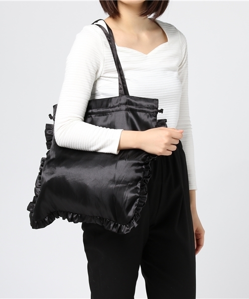 merlot plus（メルロープリュス）の「フリルパールカラーバッグ 2243（トートバッグ・レディース・ブラック/ピンク/ベージュ/グレー/ブルー・FREE）」の10枚目の写真