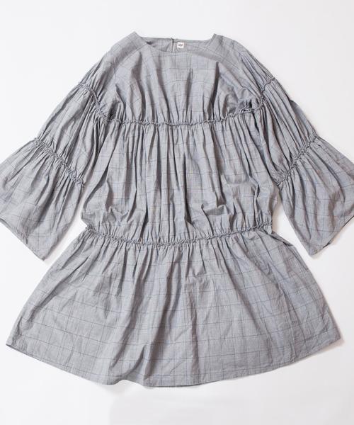 SHIPS BLUESTORE（シップスブルーストア）の「SHIPS BLUESTORE: ボリュームギャザーパターンワンピース◇（ワンピース・レディース・ブルー/ライトグレー・ONE SIZE）」の7枚目の写真