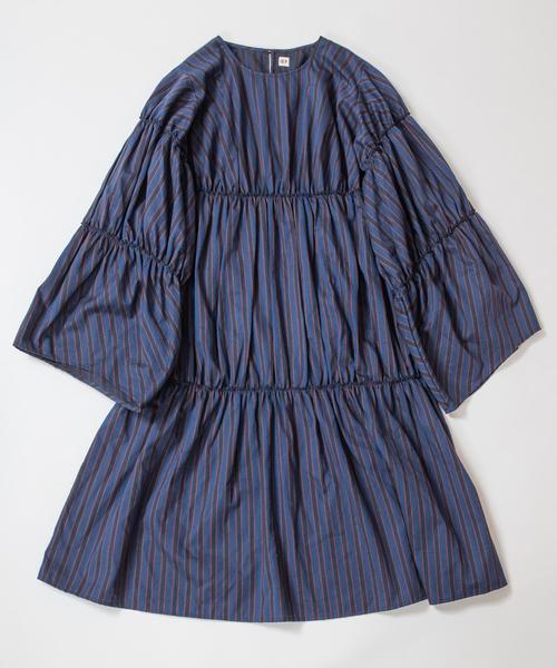 SHIPS BLUESTORE（シップスブルーストア）の「SHIPS BLUESTORE: ボリュームギャザーパターンワンピース◇（ワンピース・レディース・ブルー/ライトグレー・ONE SIZE）」の6枚目の写真