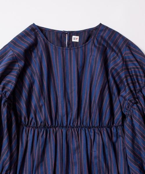 SHIPS BLUESTORE（シップスブルーストア）の「SHIPS BLUESTORE: ボリュームギャザーパターンワンピース◇（ワンピース・レディース・ブルー/ライトグレー・ONE SIZE）」の4枚目の写真