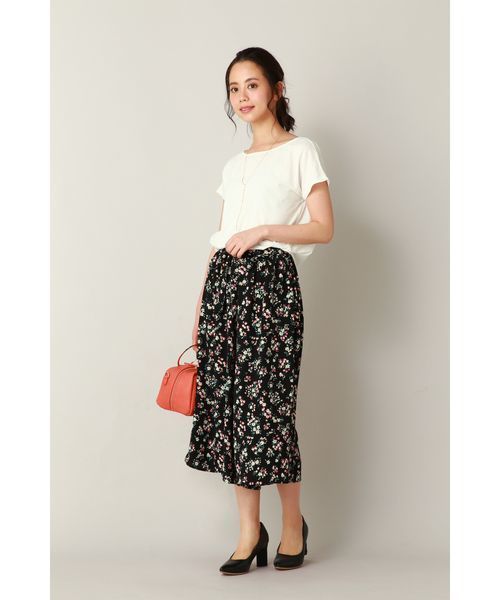NATURAL BEAUTY BASIC（ナチュラルビューティーベーシック）の「プリントギャザースカーチョ（その他パンツ・レディース・オフホワイト/ブラック系その他・SMALL/MEDIUM）」の12枚目の写真