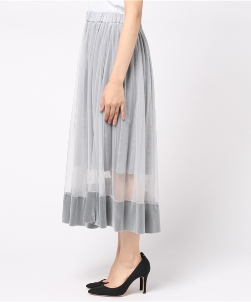 laboratory work（ラボラトリーワーク）の「チュール重ねベロアプリーツスカート（スカート・レディース・グレー/ブラック/グリーン・MEDIUM）」の5枚目の写真