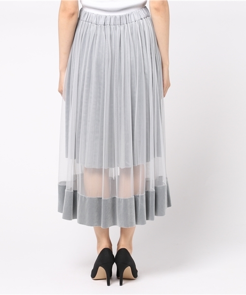 laboratory work（ラボラトリーワーク）の「チュール重ねベロアプリーツスカート（スカート・レディース・グレー/ブラック/グリーン・MEDIUM）」の6枚目の写真