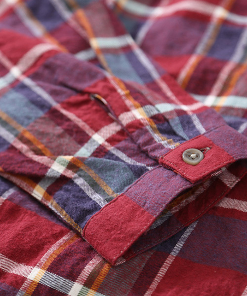 CUBE SUGAR（キューブシュガー）の「シャーリングチェックT-ブラウス（シャツ/ブラウス・レディース・ベージュ系その他/ブルー系その他/イエロー系その他/レッド系その他・M）」の13枚目の写真