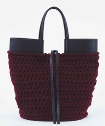 【LAUGOA】 ざっくり編み＆フェイクレザーバッグ　0174-30006