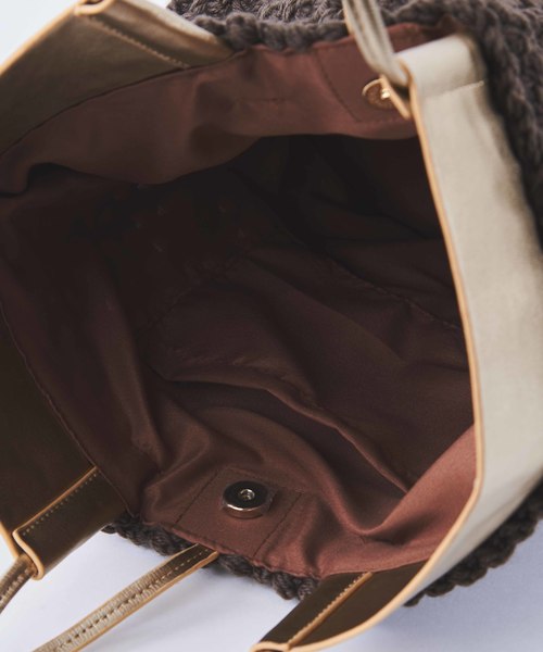 Laugoa（ラウゴア）の「【LAUGOA】 ざっくり編み＆フェイクレザーバッグ　0174-30006（ハンドバッグ・レディース・ワインレッド/カーキ/ブラウン・FREE）」の5枚目の写真