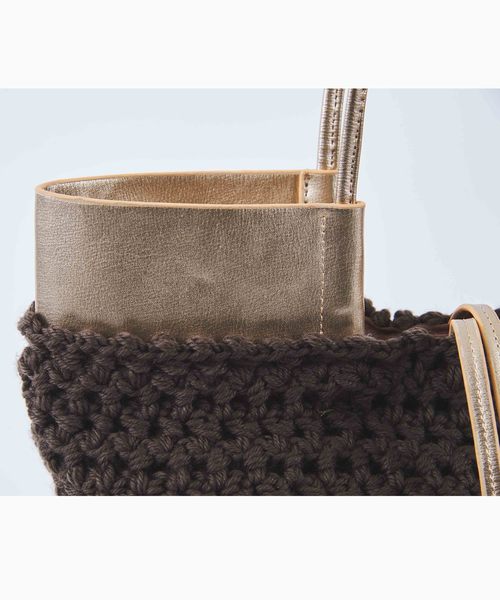 Laugoa（ラウゴア）の「【LAUGOA】 ざっくり編み＆フェイクレザーバッグ　0174-30006（ハンドバッグ・レディース・ワインレッド/カーキ/ブラウン・FREE）」の6枚目の写真