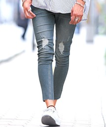 LUXSTYLE | クラッシュストレッチスキニーデニムカットオフパンツ(デニムパンツ)