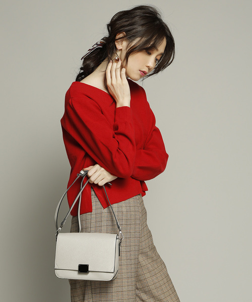 PLAIN CLOTHING（プレーンクロージング）の「フロントスクエアショルダーバッグ【PLAIN CLOTHING】（ショルダーバッグ・レディース・ライトグレー/ブラック/グレー/キャメル・FREE）」の11枚目の写真