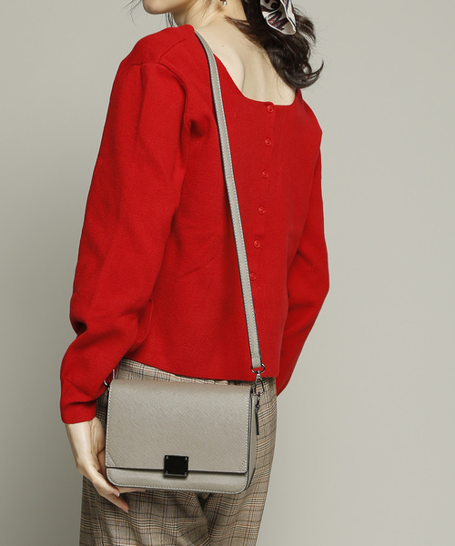 PLAIN CLOTHING（プレーンクロージング）の「フロントスクエアショルダーバッグ【PLAIN CLOTHING】（ショルダーバッグ・レディース・ライトグレー/ブラック/グレー/キャメル・FREE）」の12枚目の写真