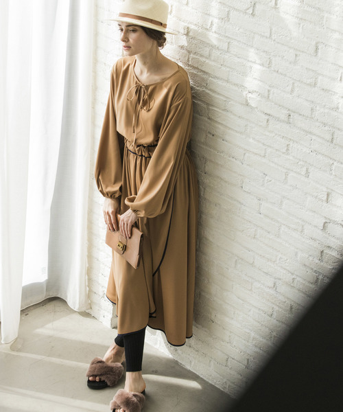 Emma Taylor(エマテイラー)の「パイピングロングワンピース…(ワンピース・レディース・ベージュ/ネイビー/グリーン・FREE)」の20枚目の写真