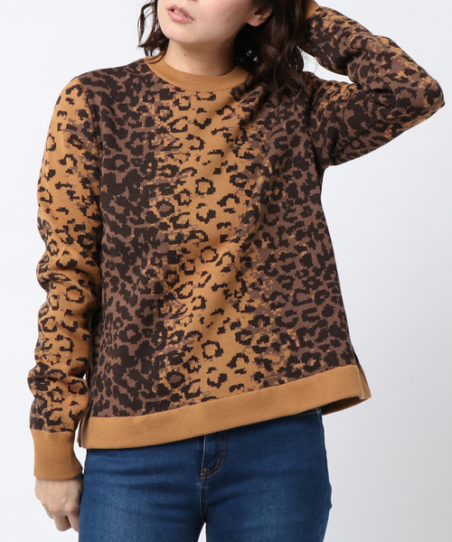 leopard crew neck sweater