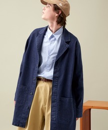 EMMA CLOTHES | LINEN×COTTONストレッチデニムショップコート(デニムジャケット)