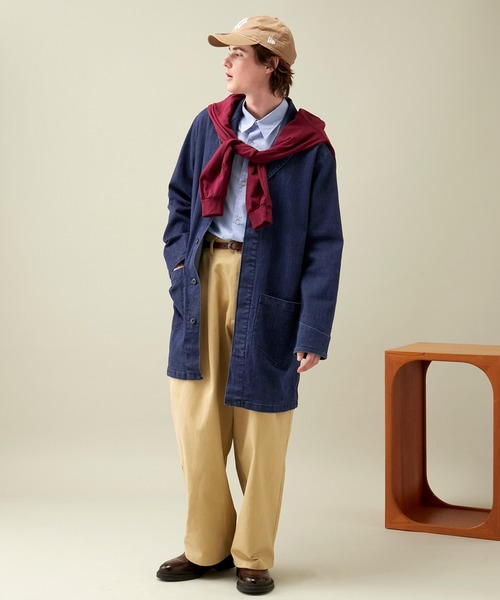 EMMA CLOTHES（エマクローズ）の「LINEN×COTTONストレッチデニムショップコート（デニムジャケット・メンズ・ネイビー/サックスブルー・L/M）」の15枚目の写真