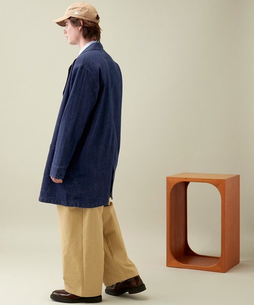 EMMA CLOTHES（エマクローズ）の「LINEN×COTTONストレッチデニムショップコート（デニムジャケット・メンズ・ネイビー/サックスブルー・L/M）」の19枚目の写真