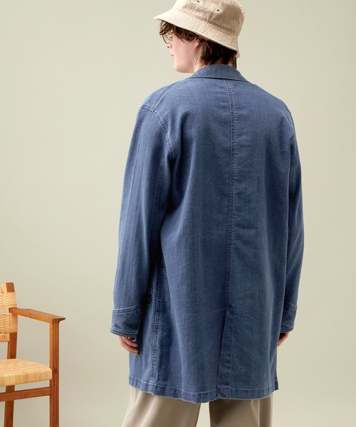 EMMA CLOTHES（エマクローズ）の「LINEN×COTTONストレッチデニムショップコート（デニムジャケット・メンズ・ネイビー/サックスブルー・L/M）」の11枚目の写真