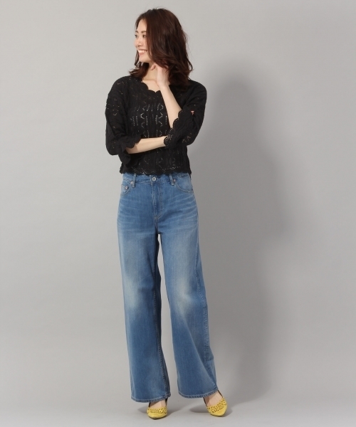 Andemiu(アンデミュウ)の「スカシアミニットトップス790811(ニット/セーター・レディース・ホワイト/ブラック/イエロー・FREE)」の7枚目の写真