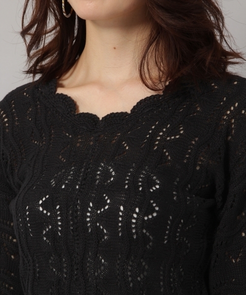 Andemiu(アンデミュウ)の「スカシアミニットトップス790811(ニット/セーター・レディース・ホワイト/ブラック/イエロー・FREE)」の11枚目の写真