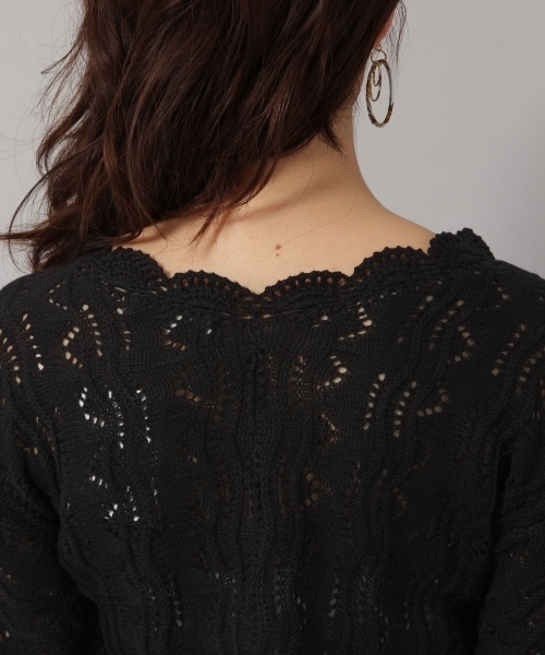 Andemiu(アンデミュウ)の「スカシアミニットトップス790811(ニット/セーター・レディース・ホワイト/ブラック/イエロー・FREE)」の9枚目の写真