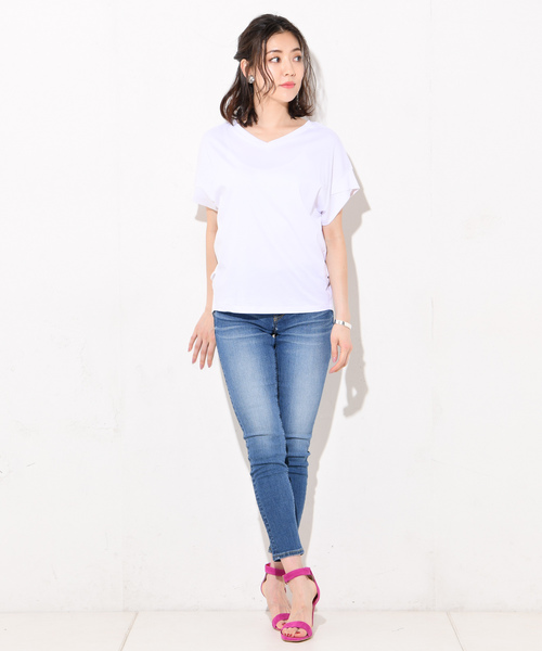 RIVE DROITE（リヴドロワ）の「C/Cuクロスカフスカットソー（Tシャツ/カットソー・レディース・オフホワイト/カーキ/チャコールグレー/イエロー・FREE）」の10枚目の写真