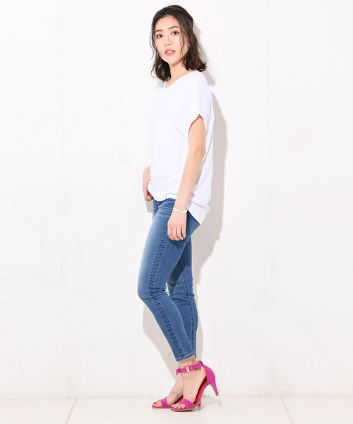 RIVE DROITE（リヴドロワ）の「C/Cuクロスカフスカットソー（Tシャツ/カットソー・レディース・オフホワイト/カーキ/チャコールグレー/イエロー・FREE）」の8枚目の写真