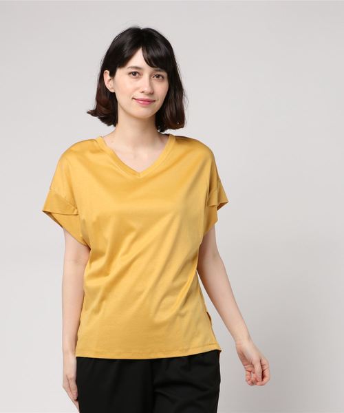 RIVE DROITE（リヴドロワ）の「C/Cuクロスカフスカットソー（Tシャツ/カットソー・レディース・オフホワイト/カーキ/チャコールグレー/イエロー・FREE）」の4枚目の写真