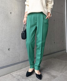 andme | きれいめツイル美脚タックテーパードパンツ センタープレスパンツ ウエストゴム(スラックス)