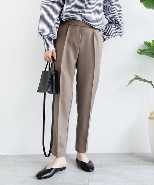 即発★MOTHER★STRAIGHT SHAKER ANKLE PREP テーパードパンツ セール】きれいめツイル美脚タックテーパードパンツ（スラックス