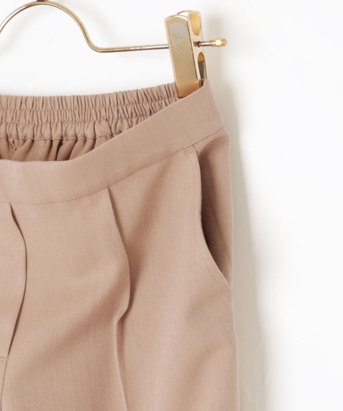 きれいめツイル美脚タックテーパードパンツセンタープレスパンツウエストゴム