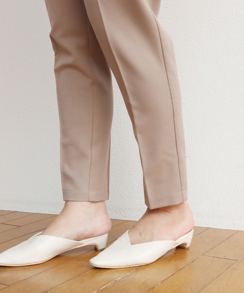 きれいめツイル美脚タックテーパードパンツセンタープレスパンツウエストゴム