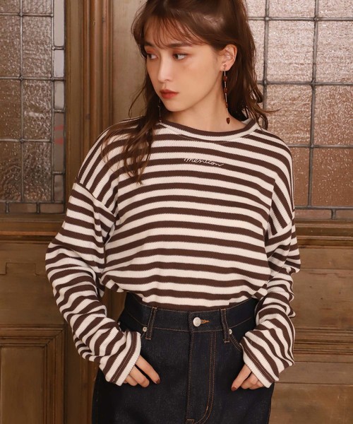 one after another NICE CLAUP（ワンアフターアナザーナイスクラップ）の「サーマルロングTシャツ（Tシャツ/カットソー・レディース・ブラック系その他/グレー系その他/ブラウン系その他/ブラウン/アイボリー・FREE）」の5枚目の写真