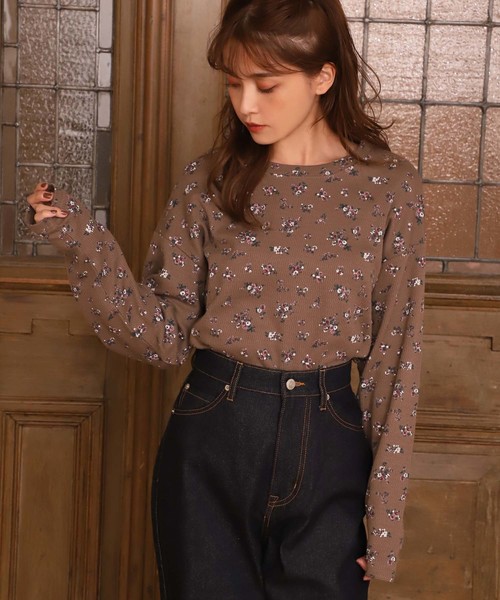 one after another NICE CLAUP（ワンアフターアナザーナイスクラップ）の「サーマルロングTシャツ（Tシャツ/カットソー・レディース・ブラック系その他/グレー系その他/ブラウン系その他/ブラウン/アイボリー・FREE）」の4枚目の写真