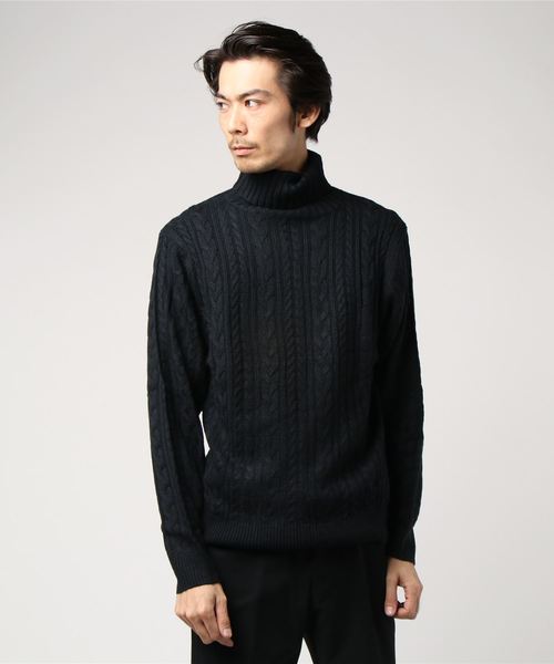 WEGO（ウィゴー）の「WEGO/ケーブルタートルニット（ニット/セーター・メンズ・キャメル/杢グレー/ホワイト/ブラック・MEDIUM/LARGE/SMALL）」の10枚目の写真