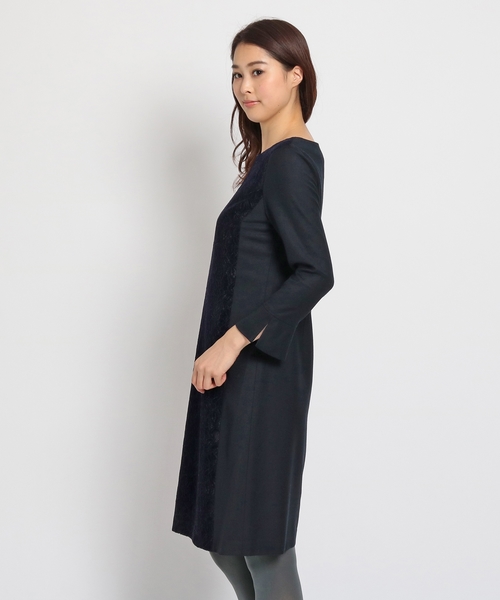 Sunauna（スーナウーナ）の「コードレースフロッキーワンピース（ワンピース・レディース・ネイビー/グレー・40/38/36）」の3枚目の写真