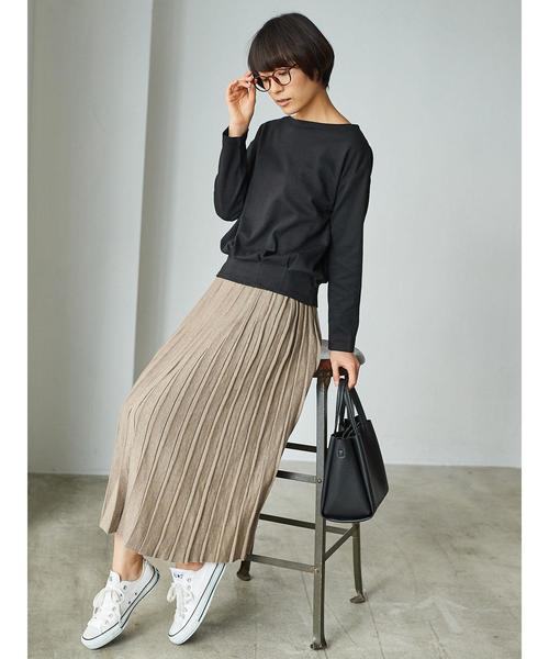 AMERICAN HOLIC（アメリカンホリック）の「・裾タックボートネックプルオーバー（Tシャツ/カットソー・レディース・ブラック/キャメル/杢グレー/チャコールグレー・FREE）」の10枚目の写真