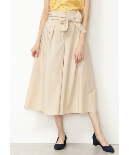 NATURAL BEAUTY BASIC（ナチュラルビューティーベーシック）の「手洗い可能/フロントリボンタイプライタースカーチョ（その他パンツ・レディース・ネイビー/ダークブルー/ベージュ・SMALL/MEDIUM/X-SMALL）」の2枚目の写真