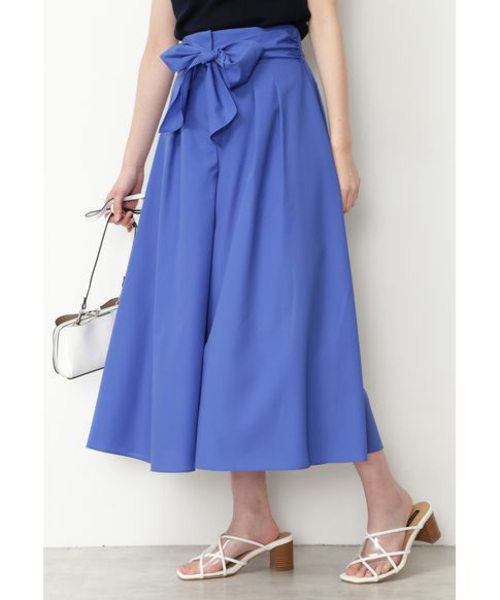 NATURAL BEAUTY BASIC（ナチュラルビューティーベーシック）の「手洗い可能/フロントリボンタイプライタースカーチョ（その他パンツ・レディース・ネイビー/ダークブルー/ベージュ・SMALL/MEDIUM/X-SMALL）」の3枚目の写真