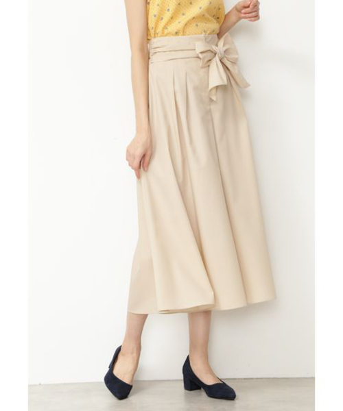 NATURAL BEAUTY BASIC（ナチュラルビューティーベーシック）の「手洗い可能/フロントリボンタイプライタースカーチョ（その他パンツ・レディース・ネイビー/ダークブルー/ベージュ・SMALL/MEDIUM/X-SMALL）」の8枚目の写真