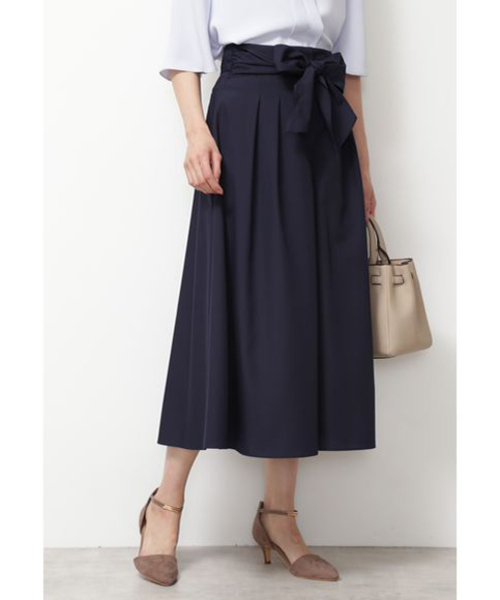 NATURAL BEAUTY BASIC（ナチュラルビューティーベーシック）の「手洗い可能/フロントリボンタイプライタースカーチョ（その他パンツ・レディース・ネイビー/ダークブルー/ベージュ・SMALL/MEDIUM/X-SMALL）」の15枚目の写真