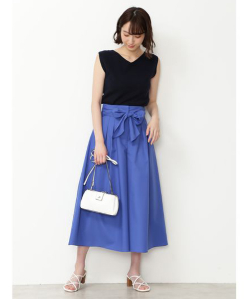 NATURAL BEAUTY BASIC（ナチュラルビューティーベーシック）の「手洗い可能/フロントリボンタイプライタースカーチョ（その他パンツ・レディース・ネイビー/ダークブルー/ベージュ・SMALL/MEDIUM/X-SMALL）」の18枚目の写真