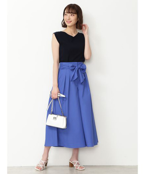 NATURAL BEAUTY BASIC（ナチュラルビューティーベーシック）の「手洗い可能/フロントリボンタイプライタースカーチョ（その他パンツ・レディース・ネイビー/ダークブルー/ベージュ・SMALL/MEDIUM/X-SMALL）」の19枚目の写真